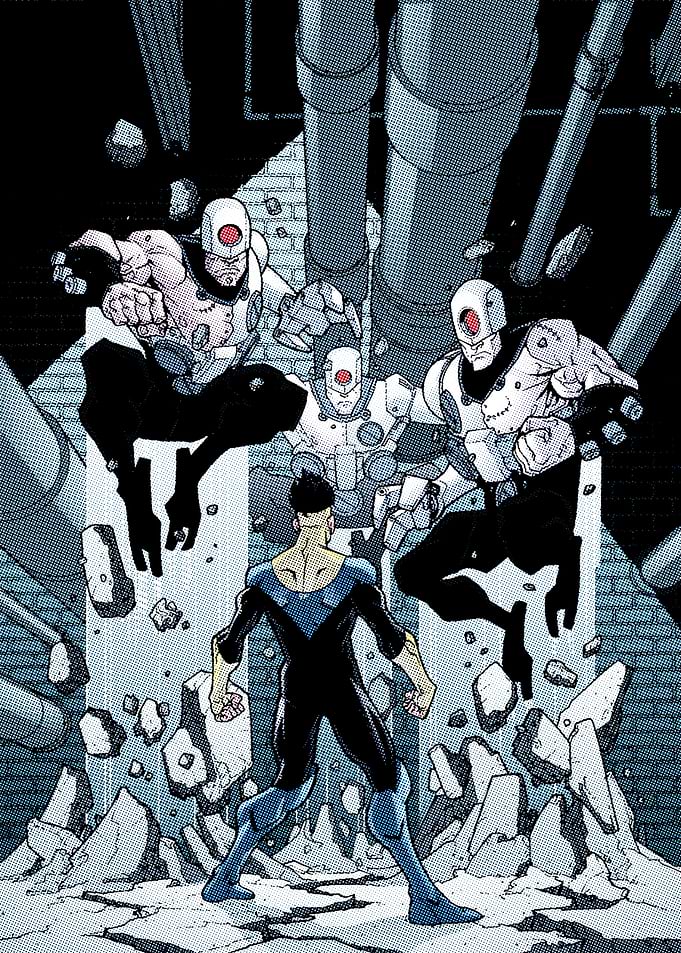 Invincible faces Robot clones in battle