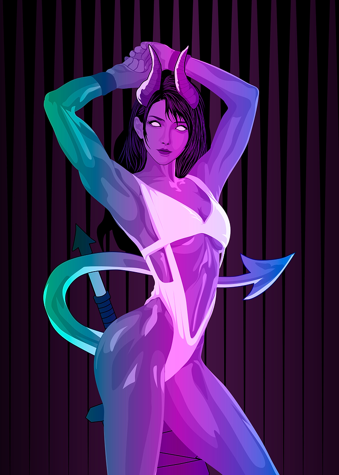 Devil Girl Malevola in Neon Light