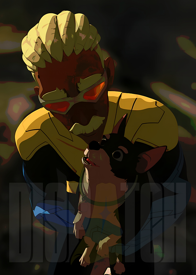 Omni-Man with a dog