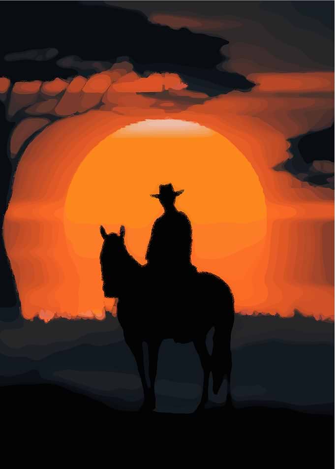Cowboy Silhouette at Sunset