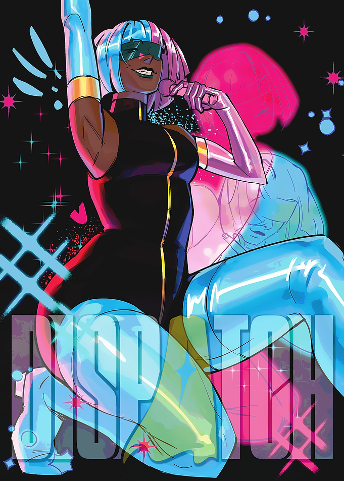 Dazzling Singer in Neon Lights