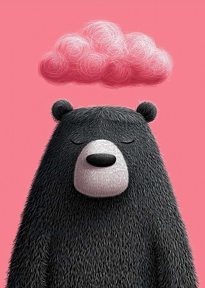 Dreamy Bear with Pink Cloud