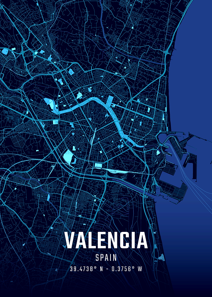 Valencia Midnight City Map