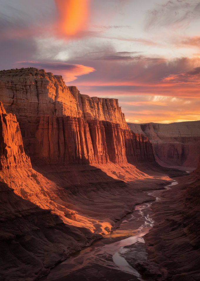 Canyon landscape at sunset