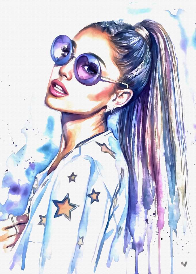 Watercolor Portrait of Woman with Sunglasses