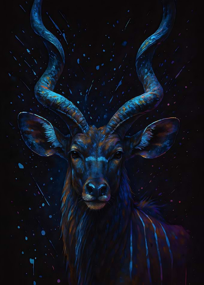 Nyala Antelope – Neon Wildlife Portrait