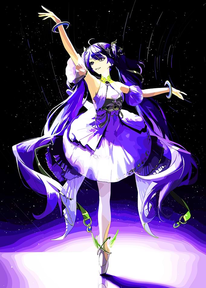 Anime Ballerina in Purple Dress