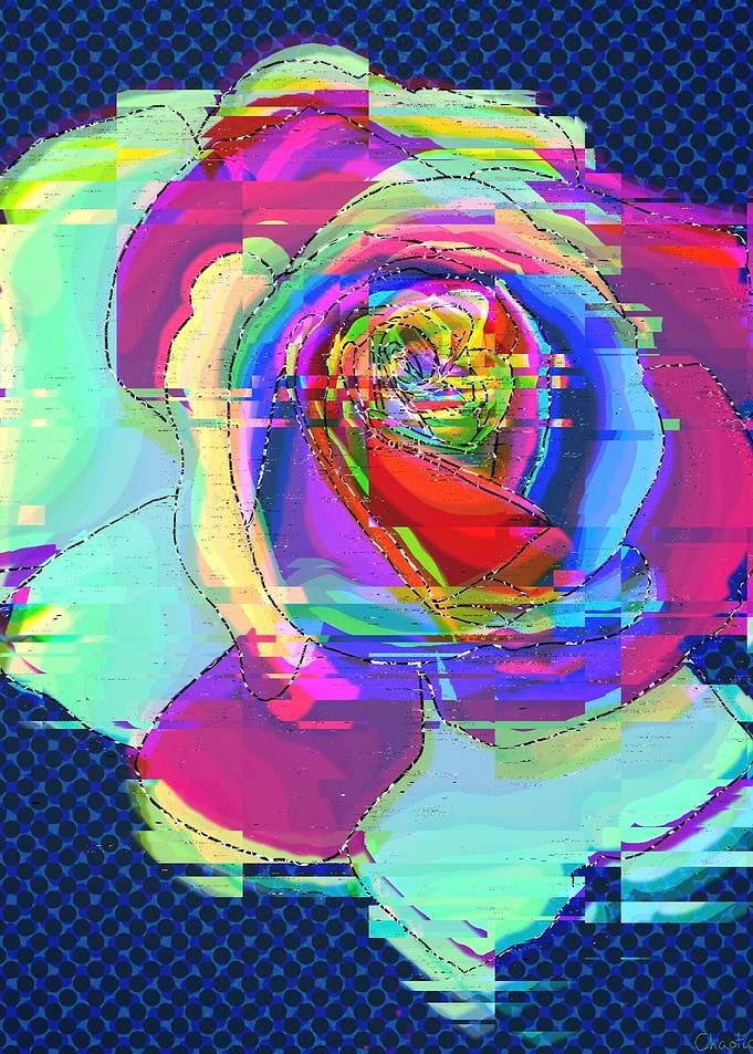 Glitch Art Rainbow Rose