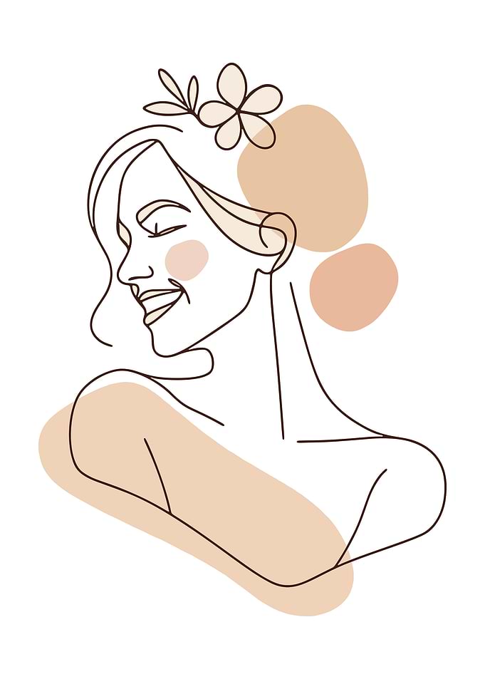 Minimalist Woman Line Art with Flower
