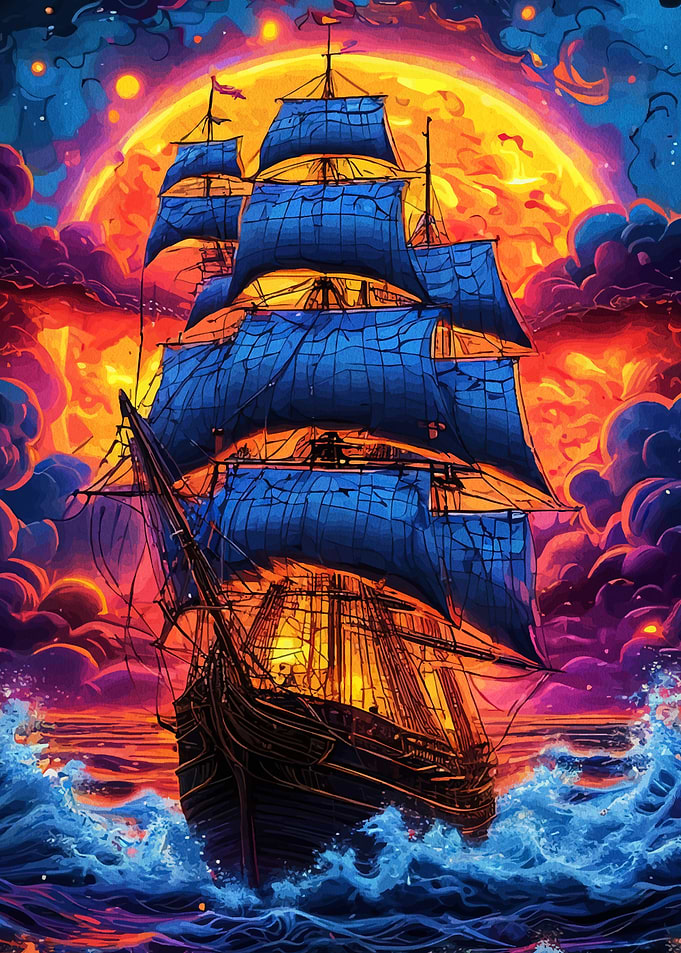 Majestic Sailing Ship at Sea