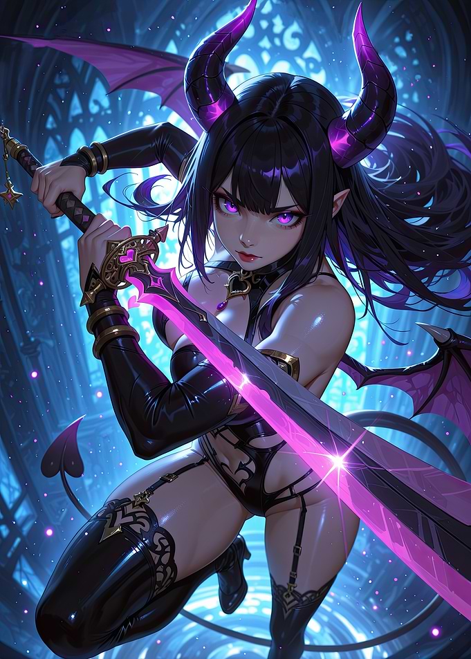 Succubus Warrior with Glowing Sword