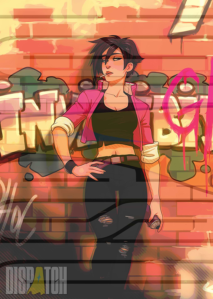 Anime Girl with Graffiti Background