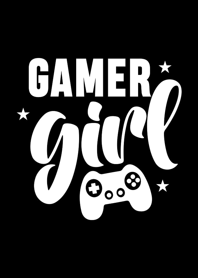 Gamer Girl Graphic with Controller
