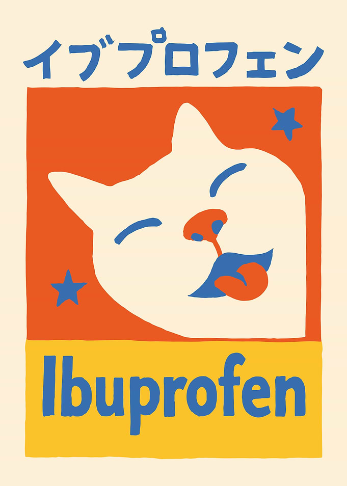 Ibuprofen Funny Japanese Cat Art