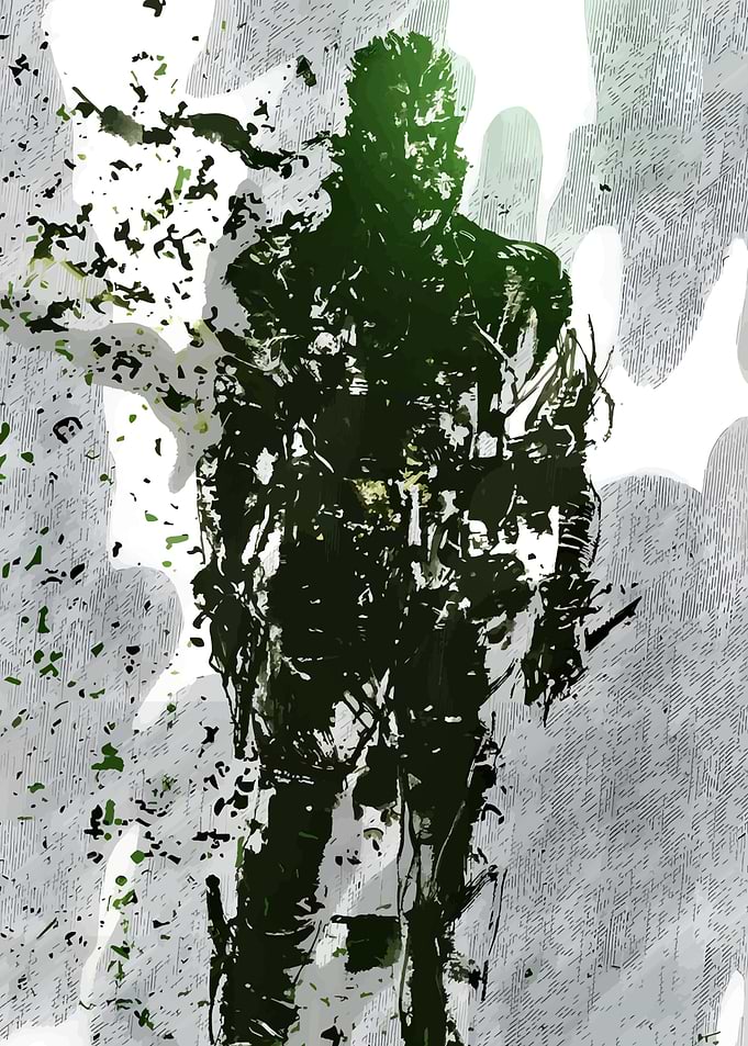 Abstract Figure in Green and White
