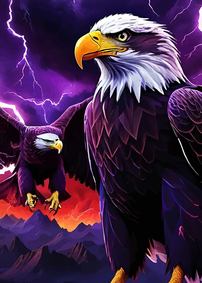 Majestic Eagles Stormy Landscape