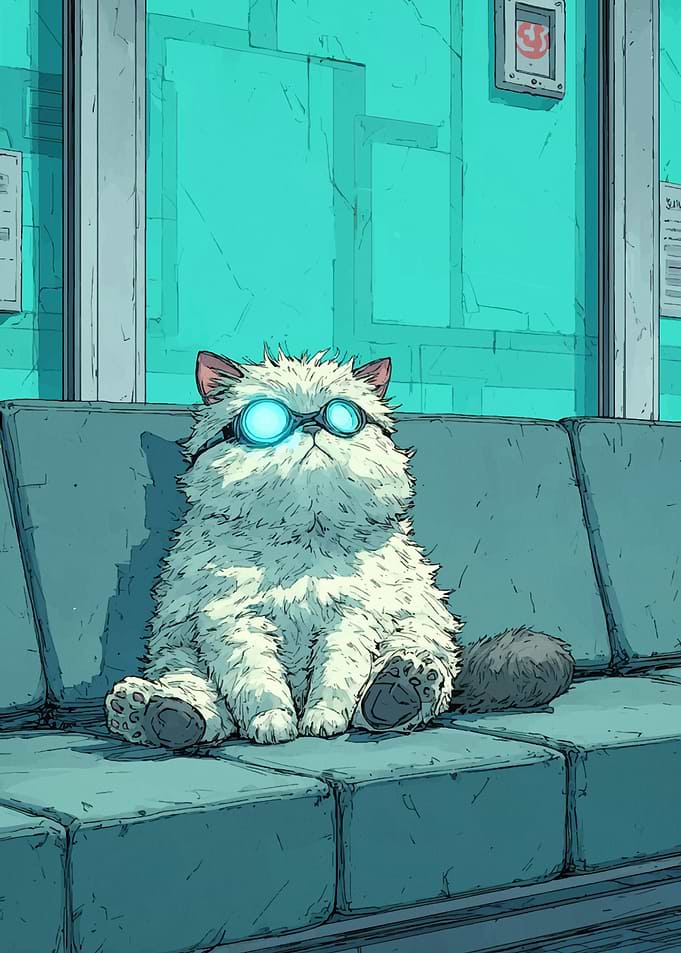 Cyberpunk Cat with Glowing Goggles