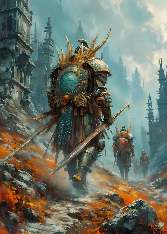 Armored Knights in a Ruined City
