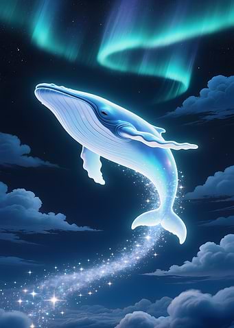 Whale in the Sky with Aurora