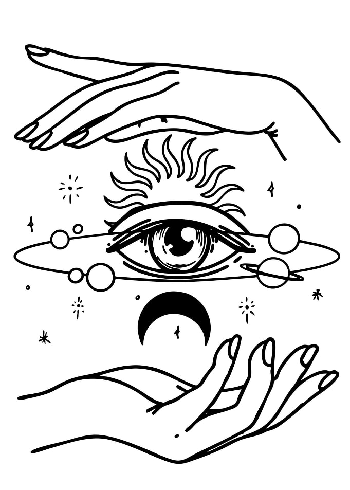 Mystic Eye and Hands Illustration