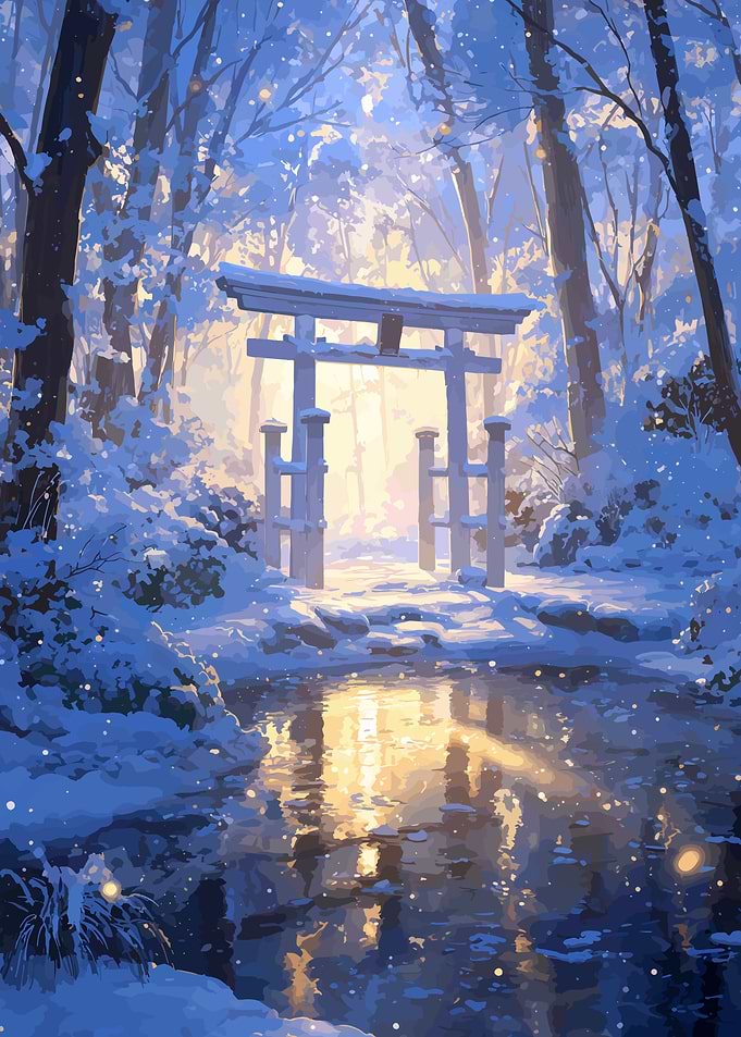 Winter Torii Gate Landscape