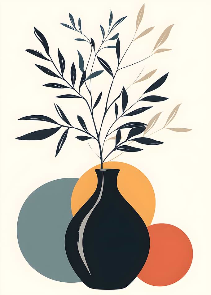 Minimalist Vase with Branches Illustration