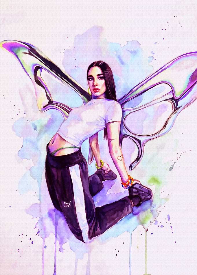 Dua Lipa Fairy Watercolor