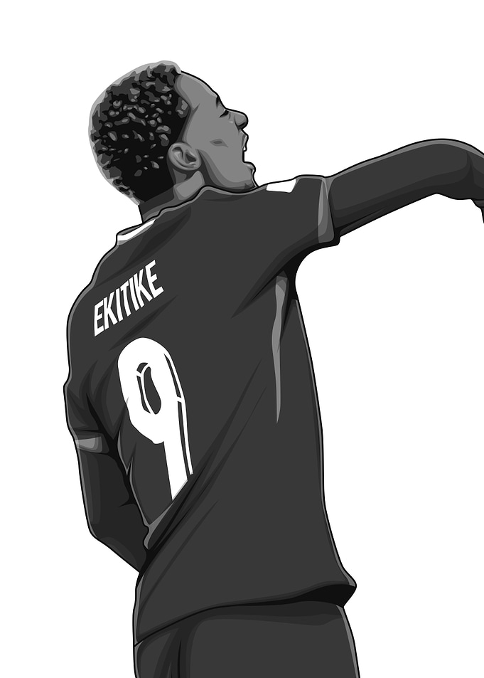Hugo Ekitike Black and White Version