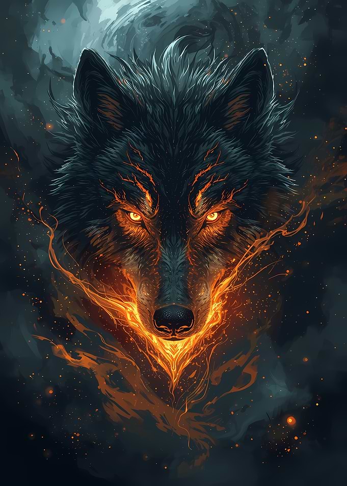 Fiery Wolf Portrait