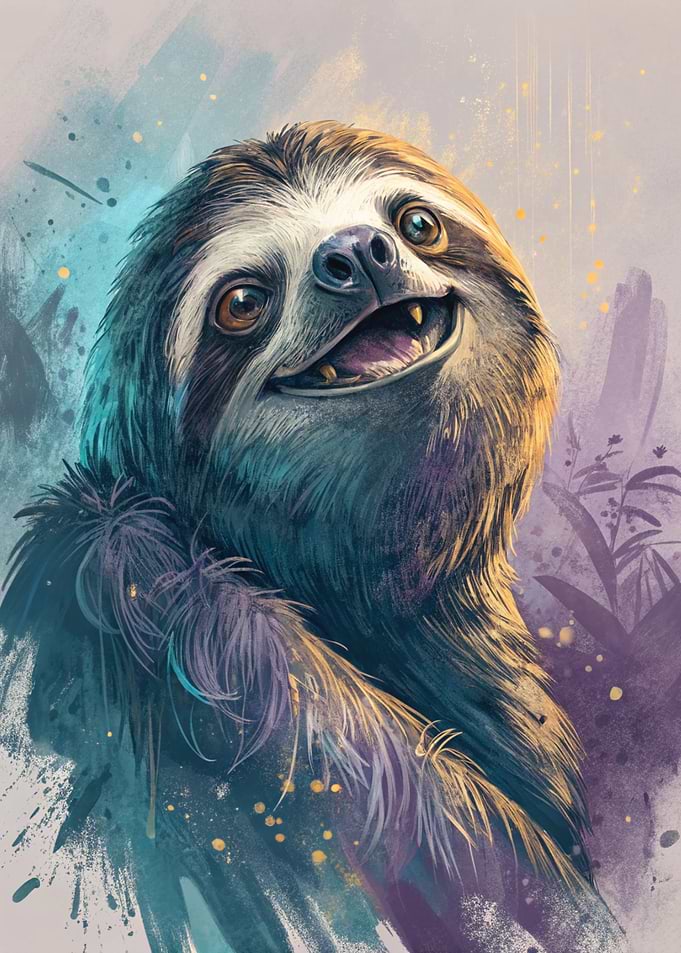 Smiling Sloth Portrait