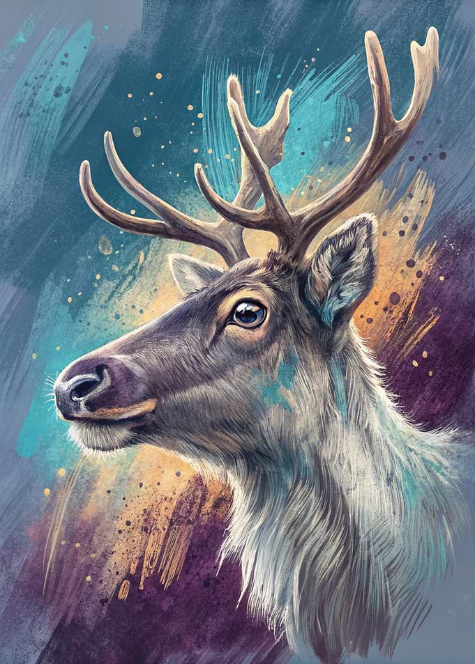Watercolor Reindeer Portrait