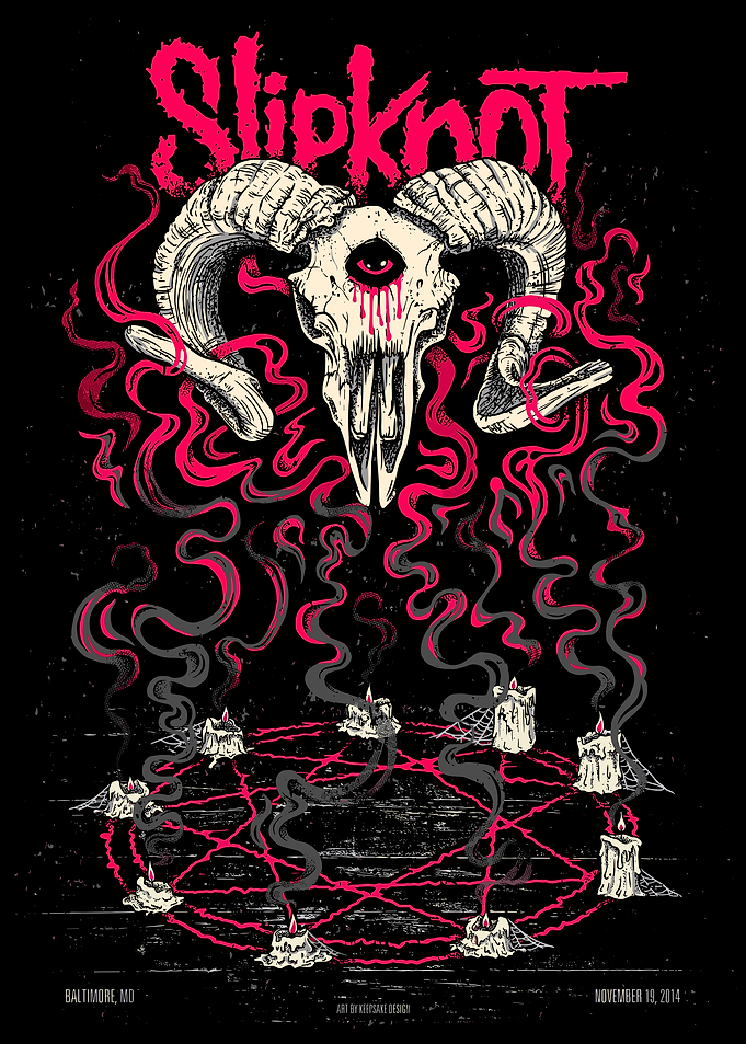 Slipknot Poster with Skull and Candles