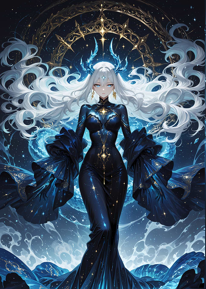 Celestial Queen in Starry Gown