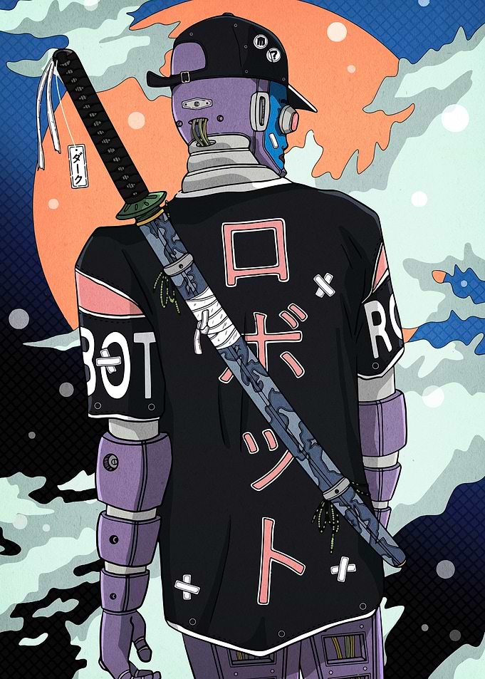 Cyberpunk Robot Samurai