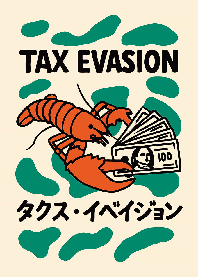 Tax Evasion Lobster Japanese Poster
