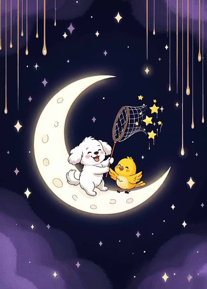 Dog, Chick, and Moon Star Catching