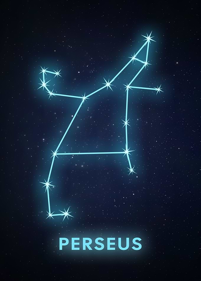 Perseus Constellation on Starry Night Sky