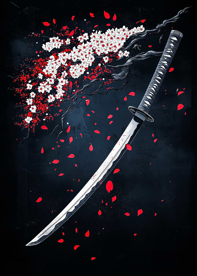 Katana and Cherry Blossoms