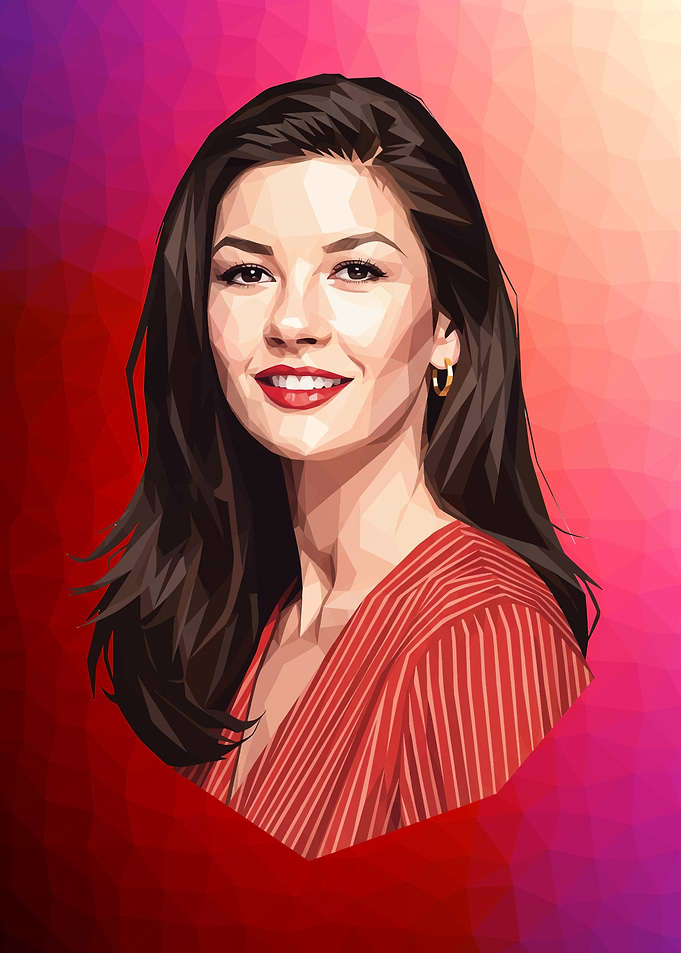 Catherine Zeta-Jones Polygon Portrait