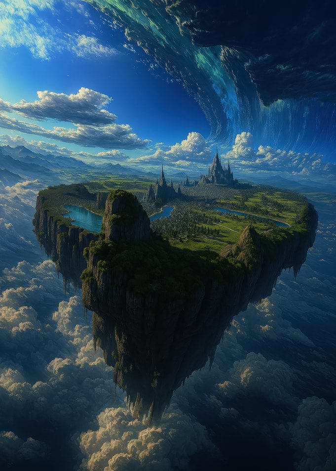 Floating Island with Castle in Sky