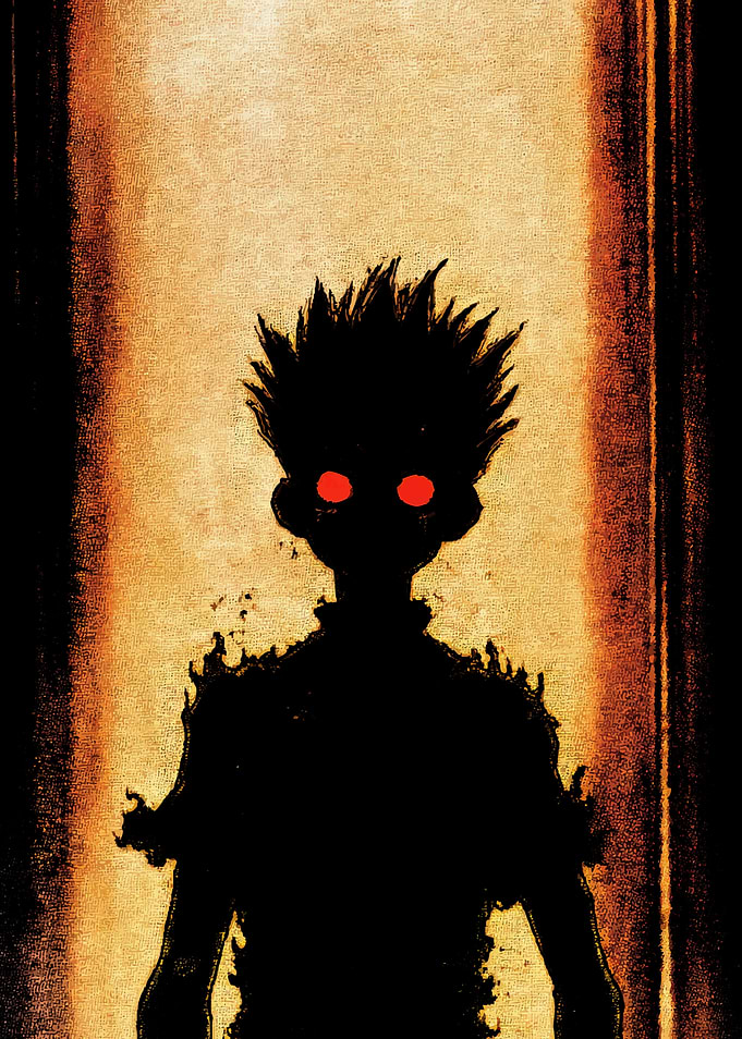Silhouette with Red Eyes