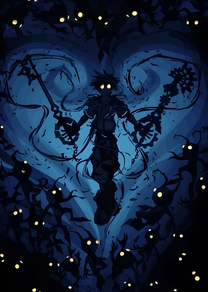 Kingdom Hearts Sora Surrounded by Shadows