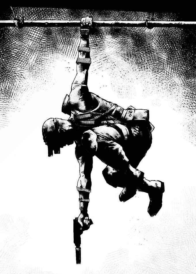 Splinter Hanging with Gun