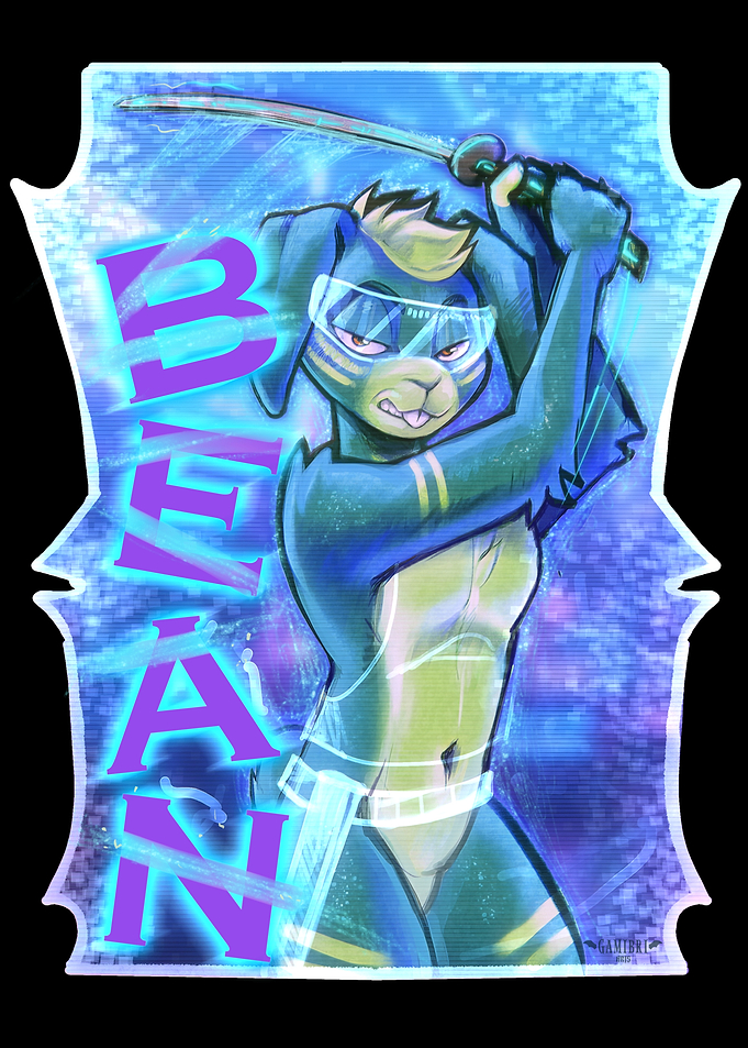 Cyberpunk Bunny Warrior with Katana