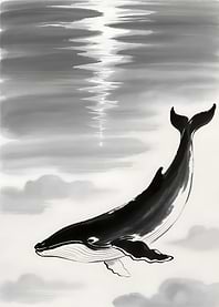 Whale in Ink Wash Painting