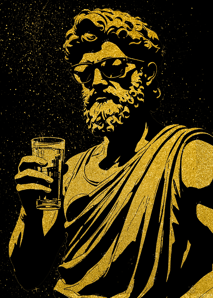 Statue with Sunglasses and a Drink