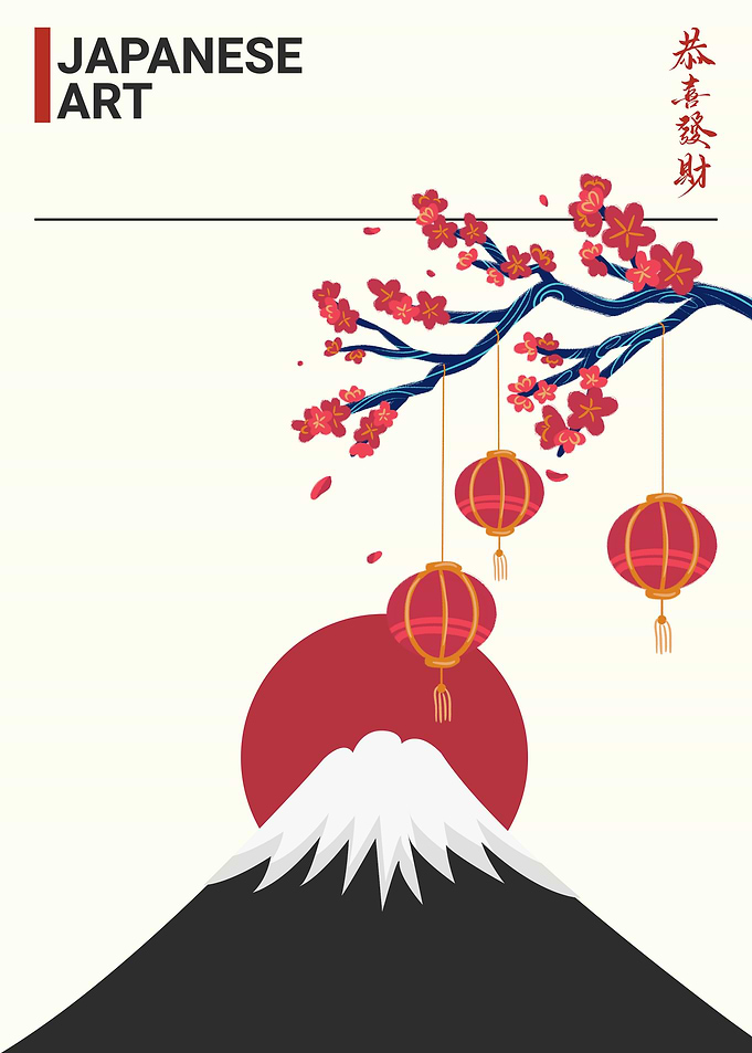 Japanese Art with Mount Fuji