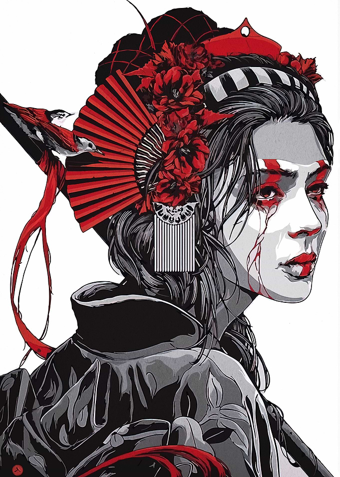 Geisha with Red Accents
