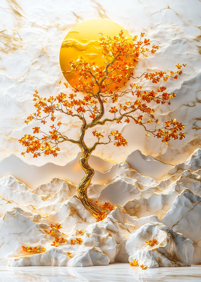Golden Tree with Orange Leaves