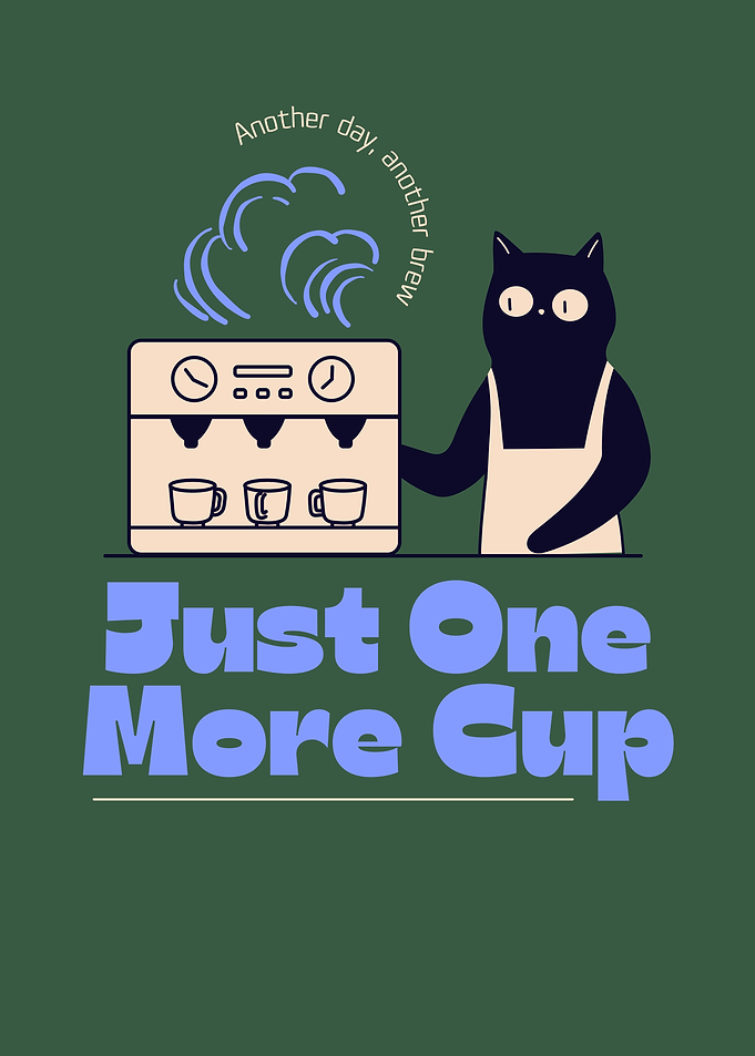 Cat barista with coffee machine